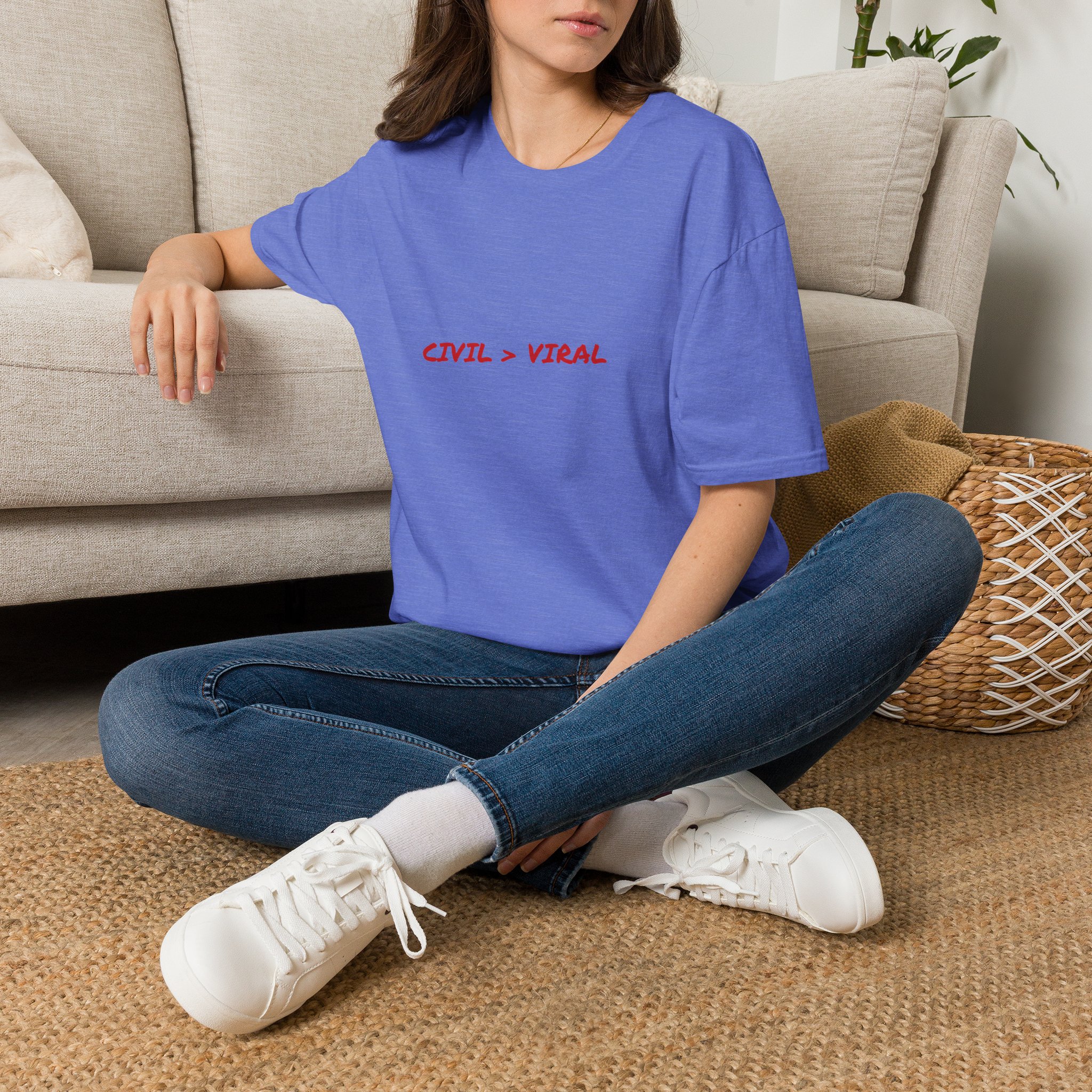 Thin Cotton T-Shirt - "Civil > Viral" - Image 26