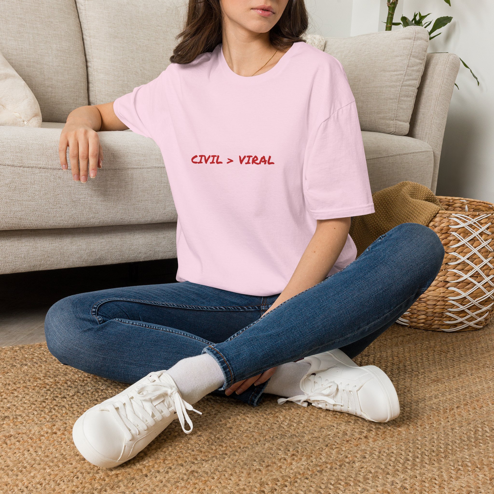 Thin Cotton T-Shirt - "Civil > Viral" - Image 34