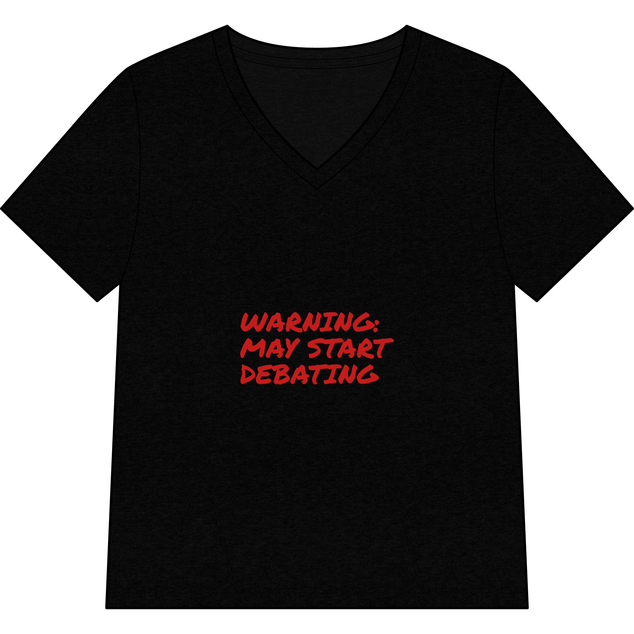 Women's V-Neck Tee — "Warning: May Start Debating" - Image 4