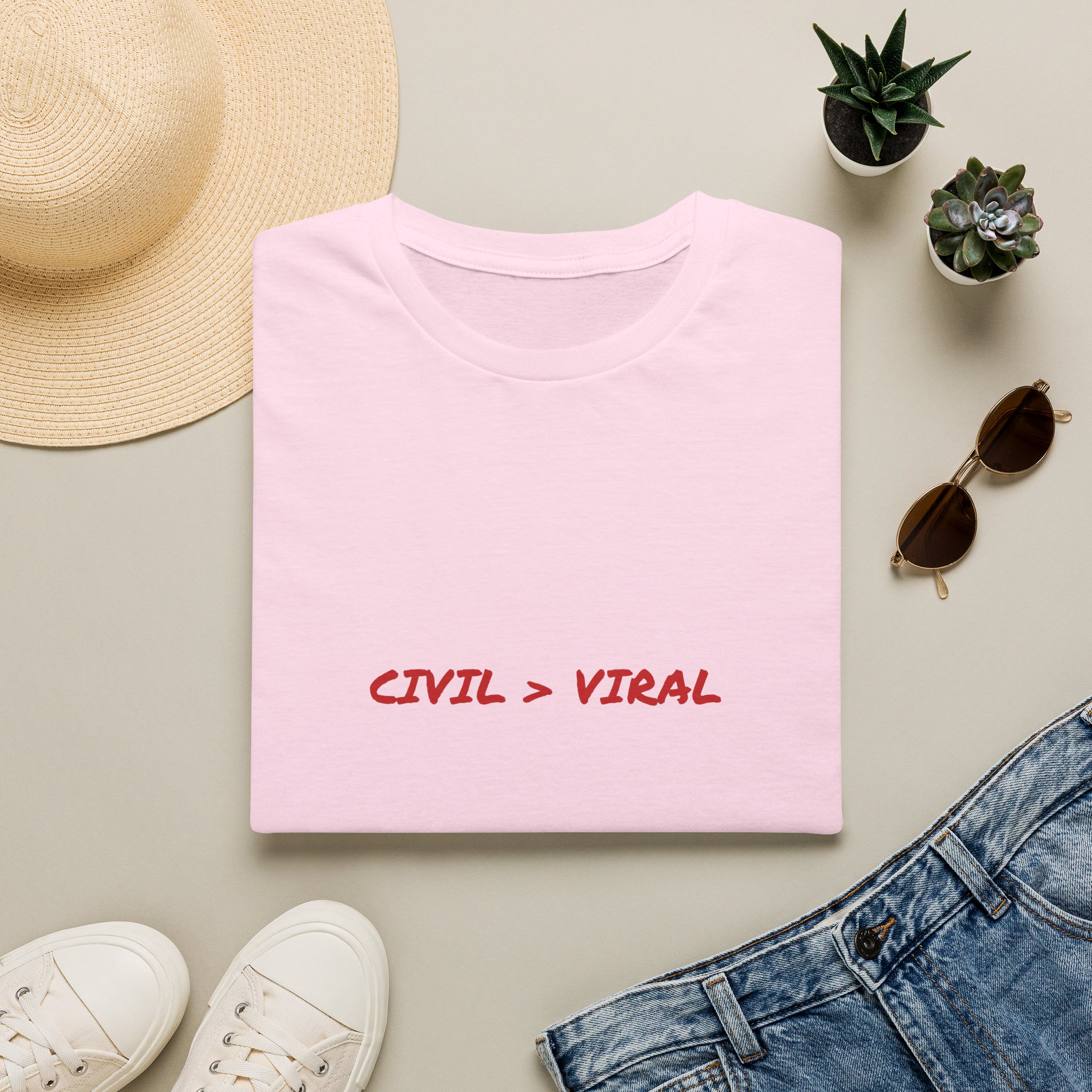 Thin Cotton T-Shirt - "Civil > Viral" - Image 33