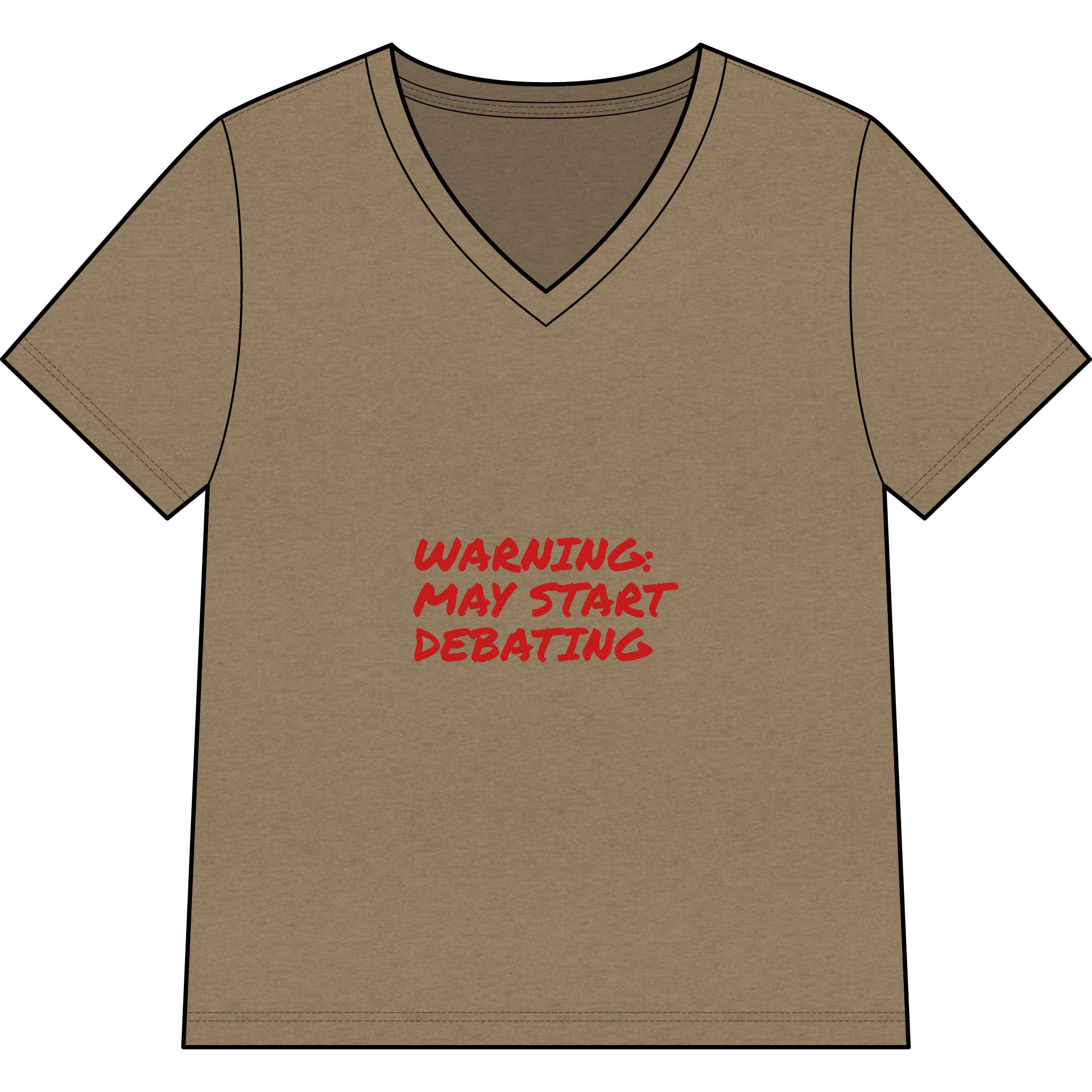 Women's V-Neck Tee — "Warning: May Start Debating" - Image 10
