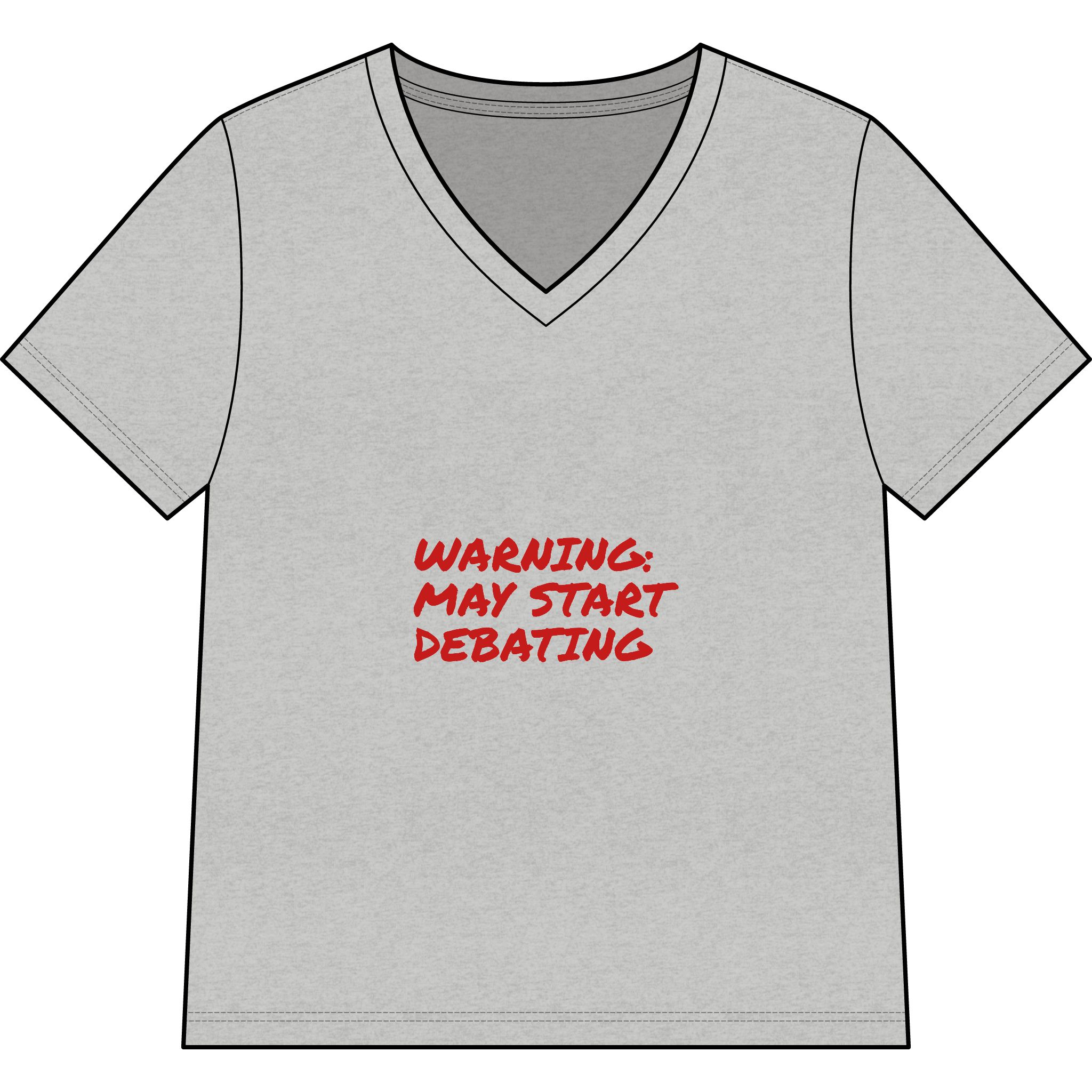 Women's V-Neck Tee — "Warning: May Start Debating" - Image 13