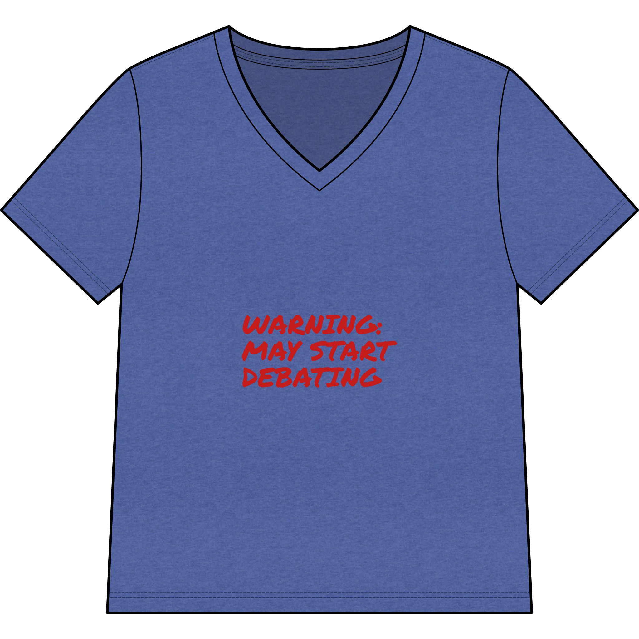 Women's V-Neck Tee — "Warning: May Start Debating" - Image 16